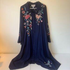 JOHNNY WAS 100% silk VIOLA WIDE CUFF SEASIDE DRESS size large